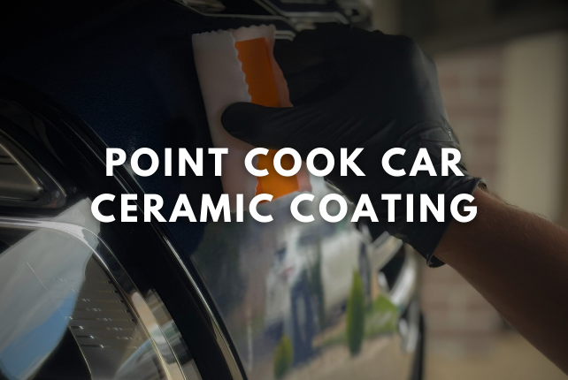 Car in Point Cook receiving professional ceramic coating application, showcasing a sleek and glossy finish.